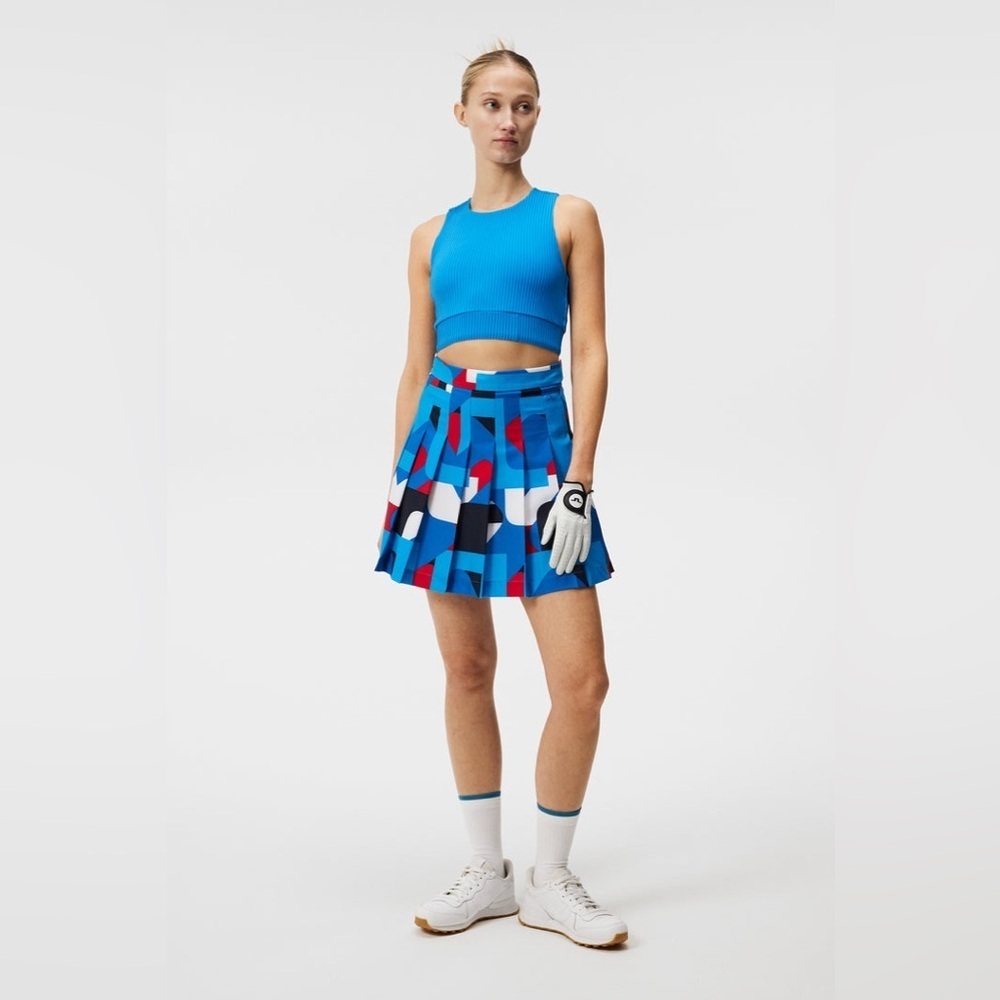 J. Lindeberg ADINA PRINT SKIRT BRILLIANT BLUE BIG BRIDGE